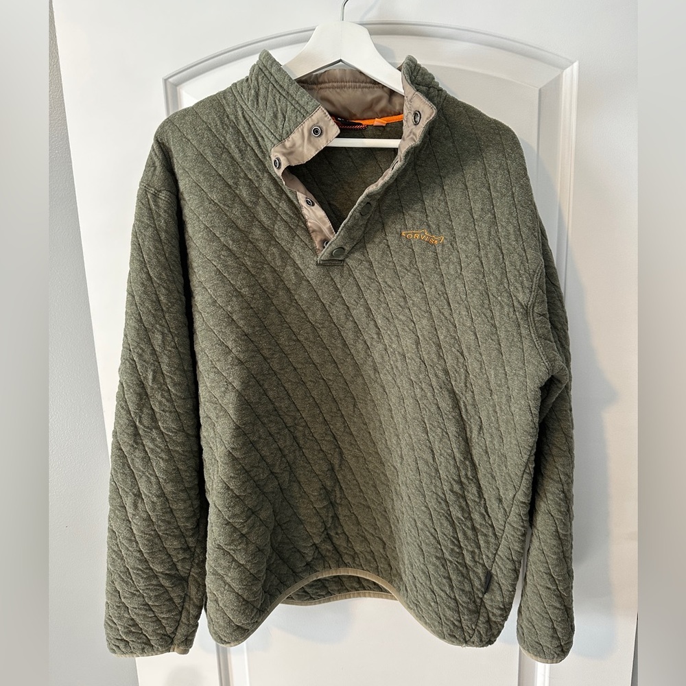 Orvis Trout Bum Quilted Snap Pullover Sweatshirt